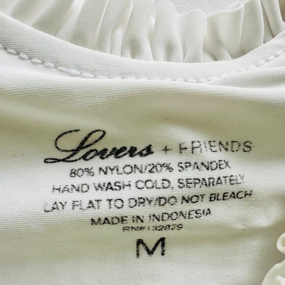 Lovers & Friends Bikini Bottom Medium White Smocked Crinkle Hi Waist Cheeky - Picture 3 of 5